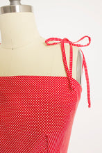 Load image into Gallery viewer, 1970s Dress Red Polka Dot Ruffle Full Skirt M
