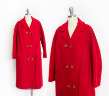 Load image into Gallery viewer, 1960s Coat Red Wool Ribbed Rhinestone Buttons M / L