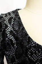 Load image into Gallery viewer, Vintage Betsey Johnson Dress 1990s VELVET Snake Printed Small S