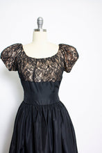 Load image into Gallery viewer, 1940s Dress Black Lace Full Skirt Gown Small