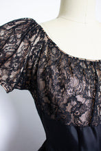 Load image into Gallery viewer, 1940s Dress Black Lace Full Skirt Gown Small