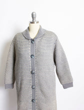 Load image into Gallery viewer, 1960s Sweater Long Wool Knit Gray Cardigan
