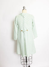 Load image into Gallery viewer, 1960s Dress Linen Green Beige Windowpane Plaid S