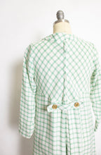 Load image into Gallery viewer, 1960s Dress Linen Green Beige Windowpane Plaid S