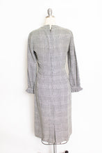 Load image into Gallery viewer, Vintage 1950s Dress Wool Herringbone Ruffle Fitted Day 50s Small
