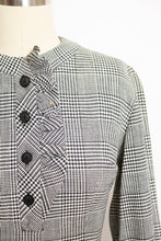 Load image into Gallery viewer, Vintage 1950s Dress Wool Herringbone Ruffle Fitted Day 50s Small