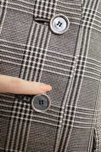 Load image into Gallery viewer, 1960s Coat Metallic Black Silver Metallic Plaid Mod M