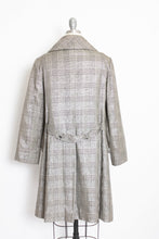 Load image into Gallery viewer, 1960s Coat Metallic Black Silver Metallic Plaid Mod M