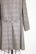 Load image into Gallery viewer, 1960s Coat Metallic Black Silver Metallic Plaid Mod M