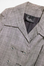 Load image into Gallery viewer, 1960s Coat Metallic Black Silver Metallic Plaid Mod M