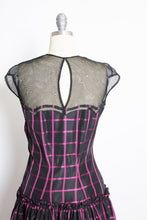 Load image into Gallery viewer, 1940s Dress Black Pink Taffeta Illusion Gown 40s Small