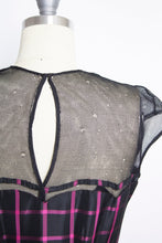 Load image into Gallery viewer, 1940s Dress Black Pink Taffeta Illusion Gown 40s Small