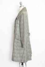 Load image into Gallery viewer, 1960s Coat Metallic Black Silver Metallic Plaid Mod M