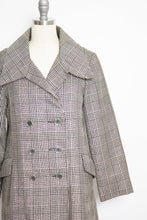 Load image into Gallery viewer, 1960s Coat Metallic Black Silver Metallic Plaid Mod M