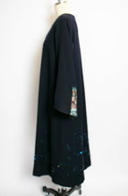 Load image into Gallery viewer, 1920s Day Dress Wool Navy BEADED Flapper Deco M