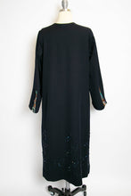 Load image into Gallery viewer, 1920s Day Dress Wool Navy BEADED Flapper Deco M