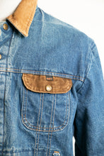 Load image into Gallery viewer, 1980s Denim Jacket Quilted Red Jean Coat Corduroy Large