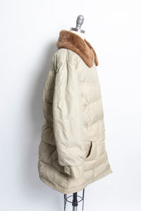 1960s Down Coat Puffer Jacket Beige Large