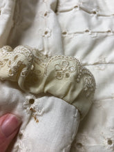 Load image into Gallery viewer, 1970s Dress Beige Ruffle Full Length Eyelet Maxi Gown Small
