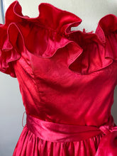 Load image into Gallery viewer, 1980s GUNNE SAX Dress Satin Red XS