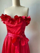 Load image into Gallery viewer, 1980s GUNNE SAX Dress Satin Red XS
