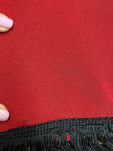 Load image into Gallery viewer, 1970s Fringe Shawl Red & Black Long