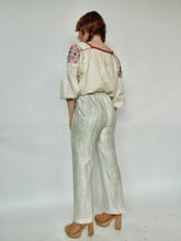 Load image into Gallery viewer, 1960s Lounge Pants Silver Metallic Lamé S