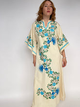 Load image into Gallery viewer, 1970s Maxi Gown Embroidered Cotton Mexican Dress M