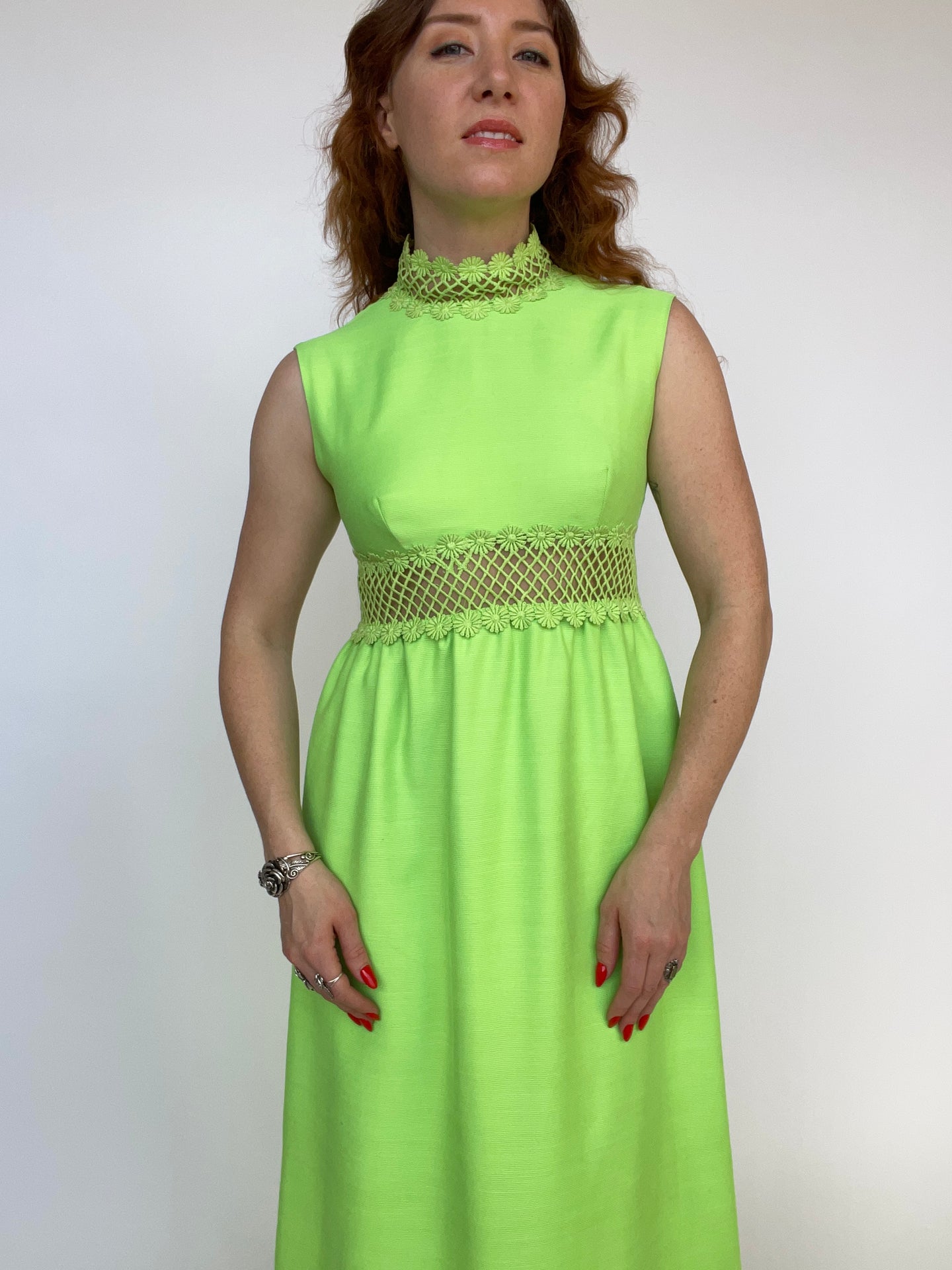 sixties maxi dresses 1960s Gown Lime Green Illusion Floral Sleeveless Mod S – Deja Vintage Boutique Color:Aged Oak import_2022_04_03_231903 14/35.5cm bust Chiffon Dress Royal Blue