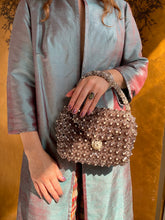 Load image into Gallery viewer, 1960s Purse Chunky 3D Beaded Smokey Pearl Hand Bag