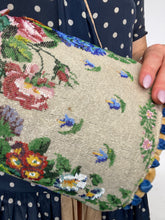 Load image into Gallery viewer, Antique 1920s Muff Beaded Hand Warmer Accessory Deco Flapper Floral
