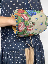 Load image into Gallery viewer, Antique 1920s Muff Beaded Hand Warmer Accessory Deco Flapper Floral