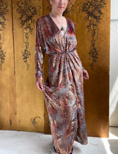 Load image into Gallery viewer, 1970s Dress Silk Velvet Burnout Semi-Sheer Maxi Gown Jill Richards