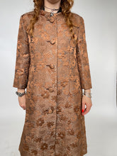 Load image into Gallery viewer, 1960s Brocade Coat Copper Brown Evening M/L