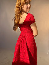 Load image into Gallery viewer, 1950s Dress Red Lace Fitted Cocktail Party S