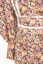 Load image into Gallery viewer, 1970s Maxi Dress Cotton Strawberry Floral Prairie Gown S