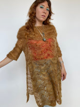 Load image into Gallery viewer, Vintage Hand Knit Sweater 1990s Wool Chunky Open Crochet