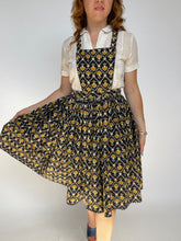 Load image into Gallery viewer, 1950s Pinafore Full Skirt  Cotton Lace Novelty Folk Print XS / S