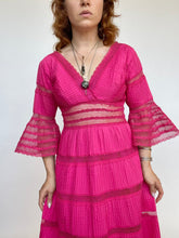 Load image into Gallery viewer, 1960s Mexican Wedding Dress Sheer Lace Maxi Boho M