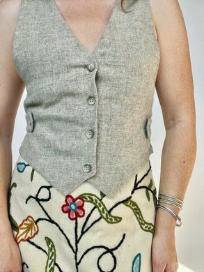 1970s Wool Vest Top Gray Waistcoat XS