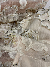 Load image into Gallery viewer, 1960s Dress Lace Illusion Chiffon Full Skirt Beaded Cocktail M