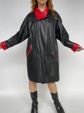 Load image into Gallery viewer, 1980s Leather Jacket Oversized Swing Coat M/S
