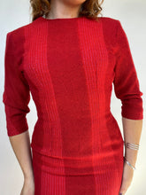 Load image into Gallery viewer, 1960s Dress Wool Woven Fitted Burgundy Red S