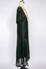 Load image into Gallery viewer, 1920s Dress Black Lace Beaded Illusion Deco S