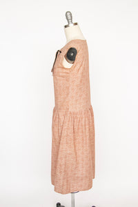 1920s Dress Printed Cotton Deco Flapper Day Dress XS P
