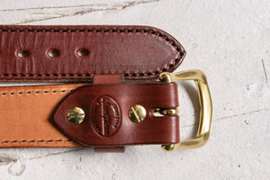 1980s Belt Thick Leather Brown Cinch Waist M/L