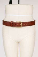 Load image into Gallery viewer, 1980s Belt Thick Leather Brown Cinch Waist M/L