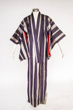 Load image into Gallery viewer, 1950s Kimono Japanese Robe Raw Silk Long 60s