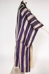1950s Kimono Japanese Robe Raw Silk Long 60s