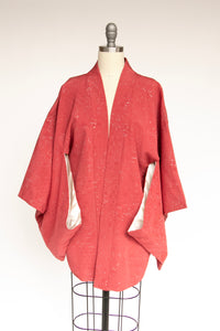 1960s Haori Burgundy Printed Japanese Robe